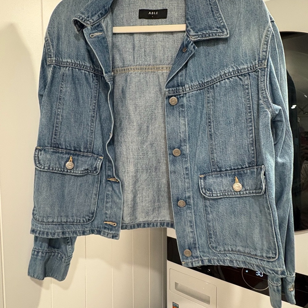 Able Light Blue Jean Jacket with Button Details - image 1